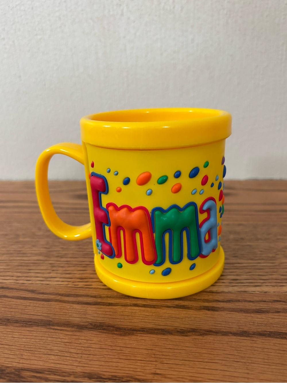 John Hinde 3D Name Mug Yellow Personalized Emma Silicone